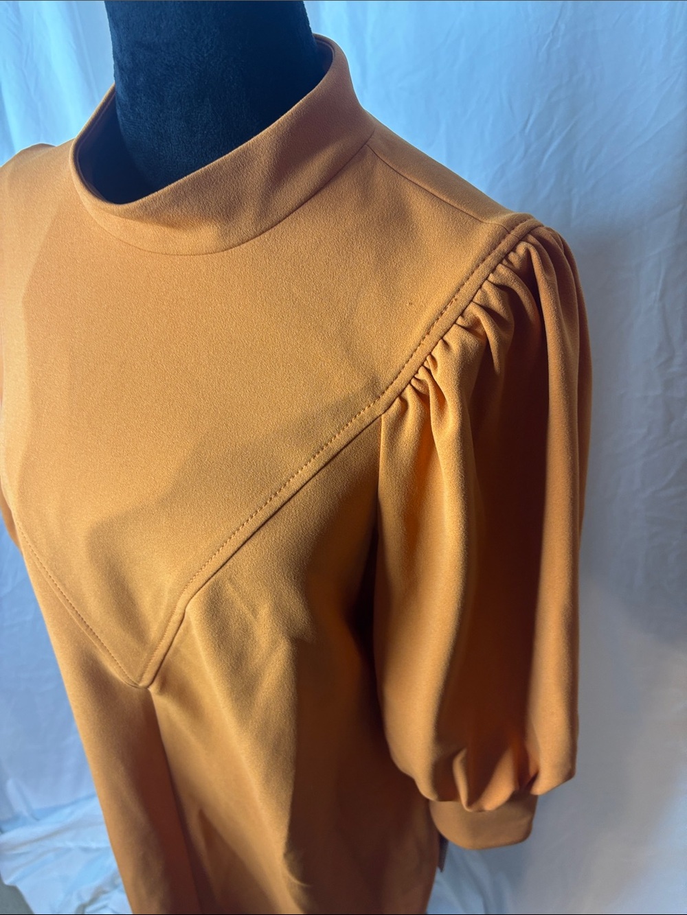 Calvin Klein Orange Puff-Sleeve Mini Dress - Picture 4 of 11